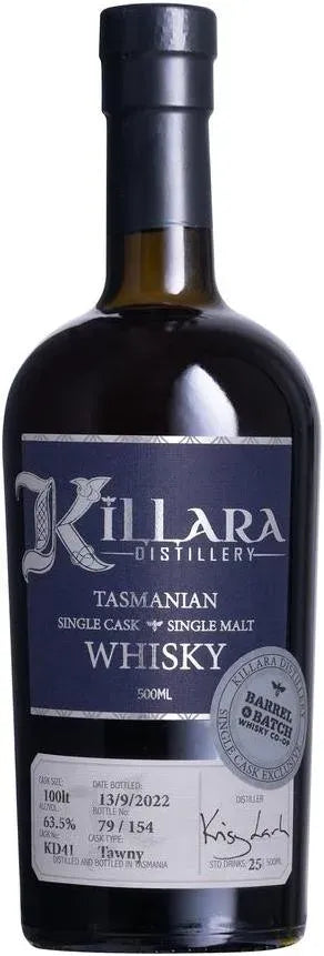 Buy Killara 4 Year Old Cask Strength Single Cask Tawny Single Malt Whisky 500ml Online at Barrel and Batch