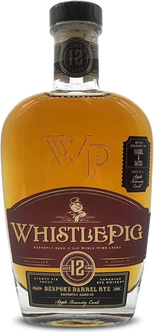Buy WhistlePig 12 Year Old Single Barrel Apple Brandy Cask Rye Whiskey 750ml Online at Barrel and Batch
